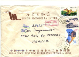 CHINE - Affranchissement Sur Lettre Recommandée à En Tête INNER MONGOLIA HOTEL - Brieven En Documenten
