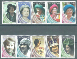 Guernsey Guernesey 1999  Yvertn° 802-811 *** MNH  Cote 13,50 € Reine-mère Elizabeth - Guernesey