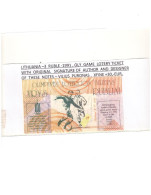 LITHUANIA – 3 RUBLEI-1991, OLY. LOT. TICKET . WITH  ORIGINAL   SIGNATURE OF  AUTHOR  AND  DESIGNER  OF  THESE  NOTES – - Andere - Europa