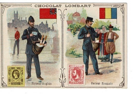 Chromo , Image : Chocolat Lombart , Facteur Anglais  Et Roumain . - Lombart
