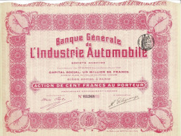 - Titre De 1909 - Banque Générale De L'Industrie Automobile - Déco - Banque & Assurance