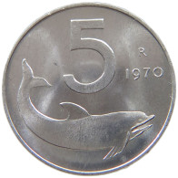 ITALY 5 LIRE 1970 TOP #s069 0609 - 5 Liras