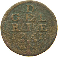 NETHERLANDS DUIT 1751 GELDERLAND #s057 0423 - Provincial Coinage