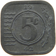 NETHERLANDS 5 CENTS 1942 #a086 0355 - 5 Centavos