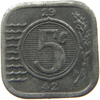 NETHERLANDS 5 CENTS 1942 #c020 0427 - 5 Centavos
