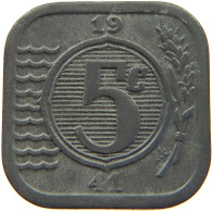 NETHERLANDS 5 CENTS 1941 #a006 0695 - 5 Centavos