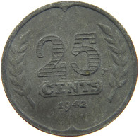 NETHERLANDS 25 CENTS 1942 #a035 0599 - 25 Cent