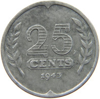 NETHERLANDS 25 CENTS 1943 #a092 0031 - 25 Cent