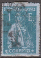 PORTUGAL - 1912,  Ceres, 1 E.  Pap. Porc. Col. Esp.,  (Verde S/ Azul)  D. 15 X 14    (o)  MUNDIFIL  Nº 220a - Oblitérés