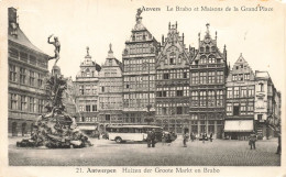 BELGIQUE - Anvers - Le Brabo Et Maisons De La Grand'place  - Animé - Carte Postale Ancienne - Antwerpen
