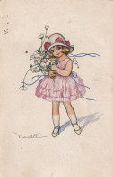 Illustratore Castelli  Bambina Con Margherite 1925 - Castelli