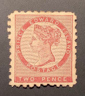 Prince Edward Island 1861 2d Deep Rose RARE PERF 9, XF Sc.1a = 1350$++ Unused (*) (BNA  Canada Provinces Queen Victoria - Unused Stamps