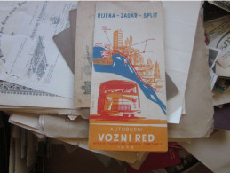 Rijeka - Zadar - Split Autobusni Red Voznje Timetable Bus 1959 - Europe