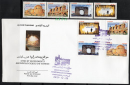 2019-Archeological Sites And Monuments Of Tunisia (full Set+FDC) // Sites Archéologiques (série Complète+Env. 1er Jour) - Archéologie