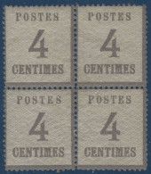 FRANCE Alsace Lorraine N°3a*/** 4c Gris Violet Bloc De 4 Tres Frais SUPERBE & RR - Neufs