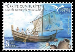 Turkey 2022 Archeology Ancient Navigation Ship EUROMED Joint Issue Stamp Mint - Ungebraucht