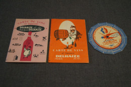 Lot De 3 Ancienne Publicités De Delaize 1960-1962,pub. Sur Le Vin + Calendrier D'époque - Publicidad