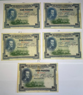 Lot De 5 Billets De 100 Pesetas De 1925 - 100 Pesetas