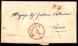 Antichi Stati Italiani - Lombardo Veneto - Milano (rosso - P.ti R2) + P.D. - Letterina Per Torino Del 10.4.1853 - Tassat - Sonstige & Ohne Zuordnung