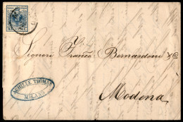 Antichi Stati Italiani - Lombardo Veneto - 45 Cent (22) Carta A Macchina - Lettera D'archivio Da Milano A Modena Del 25. - Otros & Sin Clasificación
