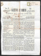 Antichi Stati Italiani - Napoli - Giornale "Gazzetta De Comuni" Affrancato Con 1/2 Tornese (17b) - Chieti 11.3.62 - Ben  - Other & Unclassified