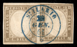 Antichi Stati Italiani - Sardegna - St. Ilario (azzurro - Punti 10) - Coppia Orizzontale Del 10 Cent (14Be) Usata Il 20. - Otros & Sin Clasificación