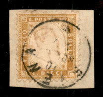 Regno - Vittorio Emanuele II - 1862 - 10 Cent Ocra Bistro (1f) Usato Su Frammento - Siena 10.11."62" - Qualche Ingiallim - Andere & Zonder Classificatie