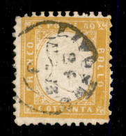 Regno - Vittorio Emanuele II - 1862 - 80 Cent (4) Usato A Livorno - Dentellatura Carente A Destra - Cert. AD (4.000) - Sonstige & Ohne Zuordnung