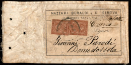 Regno - Vittorio Emanuele II - Due 2 Cent Torino (T15) Su Busta Telata (Campione Senza Valore) Da Genova A Domodossola - - Autres & Non Classés