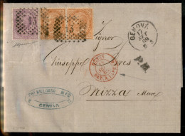 Regno - Vittorio Emanuele II - Lettera Per La Francia  Affrancata Con 60 Cent +  Coppia 10 Cent (17 + 21) - Da Genova Pe - Otros & Sin Clasificación