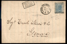 Regno - Vittorio Emanuele II - 20 Cent De La Rue (L26) Su Lettera Da Livorno A Genova Del 18.1.68 Coi Piroscafi Postali  - Sonstige & Ohne Zuordnung