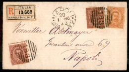 Regno - Umberto I - 2 Cent Vitt. Em. II + 10 Cent + 20 Cent Umberto I (15 + 38 + 39) Su Raccomandata Per Città Da Napoli - Otros & Sin Clasificación