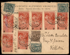 Regno - Vittorio Emanuele III - 1 Cent + Tre 5 Cent + Sette 2 Cent Su 10 (68 + 81 + 100) Su Lettera Per Velletri Da Roma - Altri & Non Classificati