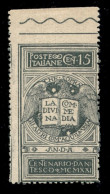 Regno - Vittorio Emanuele III - 1921 - Non Emesso - 15 Cent Dante Alighieri (116Ah) Non Dentellato In Alto - Gomma Integ - Sonstige & Ohne Zuordnung