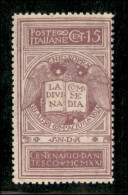 Regno - Vittorio Emanuele III - 1921 - 15 Cent Dante (116B) Rosa Brunastro - Gomma Integra - Raro - Cert AG - Sonstige & Ohne Zuordnung