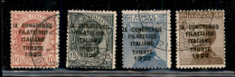 Regno - Vittorio Emanuele III - 1922 - Congresso Filatelico (123/126) - Serie Completa Usata - Cert. Raybaudi - Other & Unclassified