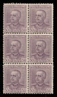 Regno - Vittorio Emanuele III - 1928 - 50 Cent Parmeggiani (Sassone 225aa - Violetto) - Blocco Verticale Di 6 - Nuovo Co - Sonstige & Ohne Zuordnung