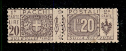 Regno - Servizi - 1922 - 20 Lire Pacchi Postali (19) Con Parziale E Nitido Decalco - Gomma Integra - Andere & Zonder Classificatie