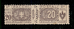 Regno - Servizi - 1922 - 20 Lire Pacchi Postali (19) Con Parziale E Nitido Decalco - Gomma Integra - Autres & Non Classés