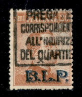 Regno - Servizi - 1922 - 20 Cent (7ga) Con Virgola Dopo P - Usato - Cert Oro Raybaudi (3000) - Andere & Zonder Classificatie