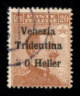 Occupazioni I Guerra Mondiale - Trentino-Alto Adige - 1918 - 20 Heller Su 20 Cent (30e) Usato- 2 A Mano - Cert AG (550) - Altri & Non Classificati