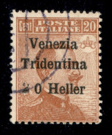 Occupazioni I Guerra Mondiale - Trentino-Alto Adige - 1918 - 20 Heller Su 20 Cent (30e) Usato- 2 A Mano - Cert AG (550) - Sonstige & Ohne Zuordnung
