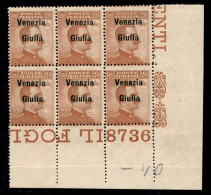 Occupazioni I Guerra Mondiale - Venezia Giulia - 1918 - 20 Cent (23) - Blocco Angolare Di 6 Con Numero Di Tavola 8736 -  - Andere & Zonder Classificatie