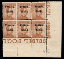 Occupazioni I Guerra Mondiale - Venezia Giulia - 1918 - 20 Cent (23) - Blocco Angolare Di 6 Con Numero Di Tavola 8736 -  - Other & Unclassified