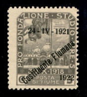 Occupazioni I Guerra Mondiale - Fiume - 1922 - 3 Lire Costituente (188ma Varietà) - Soprastampa Spostata Senza L - Gomma - Sonstige & Ohne Zuordnung