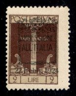 Occupazioni I Guerra Mondiale - Fiume - 1924 - 2 Lire Annessione (223 - Bruno Carminio) - Gomma Originale (550) - Otros & Sin Clasificación