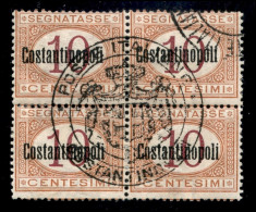 Uffici Postali All'Estero - Costantinopoli - 1922 - 10 Cent (1) - Quartina Usata - Other & Unclassified