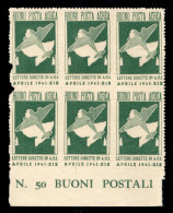 Colonie - Africa Orientale Italiana - 1941 - Verde Giallo (1) - Blocco Di 6 Bordo Foglio - Sempre Senza Gomma - Difettos - Sonstige & Ohne Zuordnung