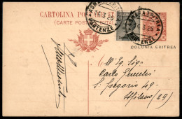 Colonie - Eritrea - Eritrea - Cartolina Postale Leoni 10 Cent Mill. 18 Con Affrancatura Complementare Michetti 30 Cent ( - Otros & Sin Clasificación