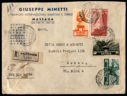 Colonie - Eritrea - Aerogramma Raccomandato Affrancato Con Arte Coloniale (207 + 210 + 212) + 3 Lire AOI (8 Aerea) Da Ma - Sonstige & Ohne Zuordnung